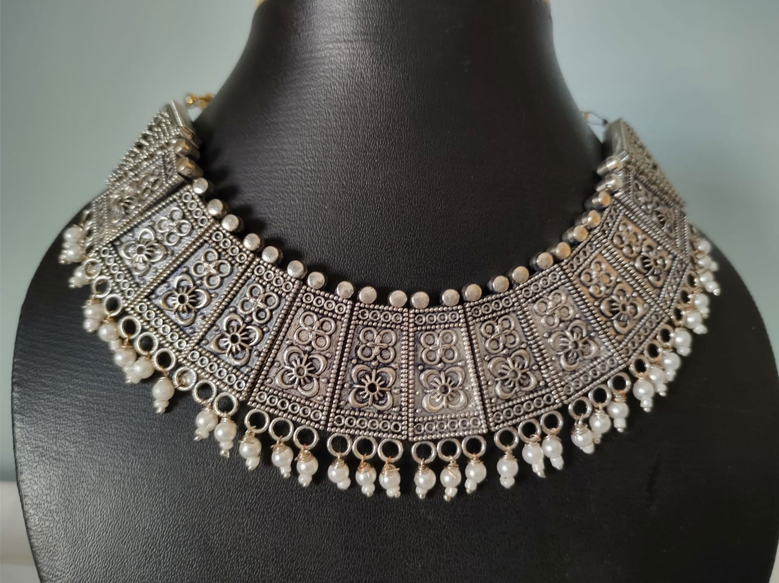 Navratri Oxidase Silver Chokar Necklace
